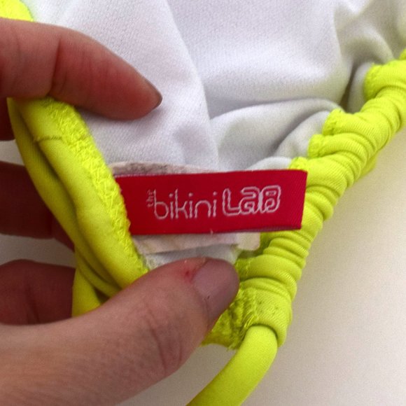 2/$20 Electric Bight Yellow Ruffled Triangle Tie-up Bikini Top - Picture 4 of 5